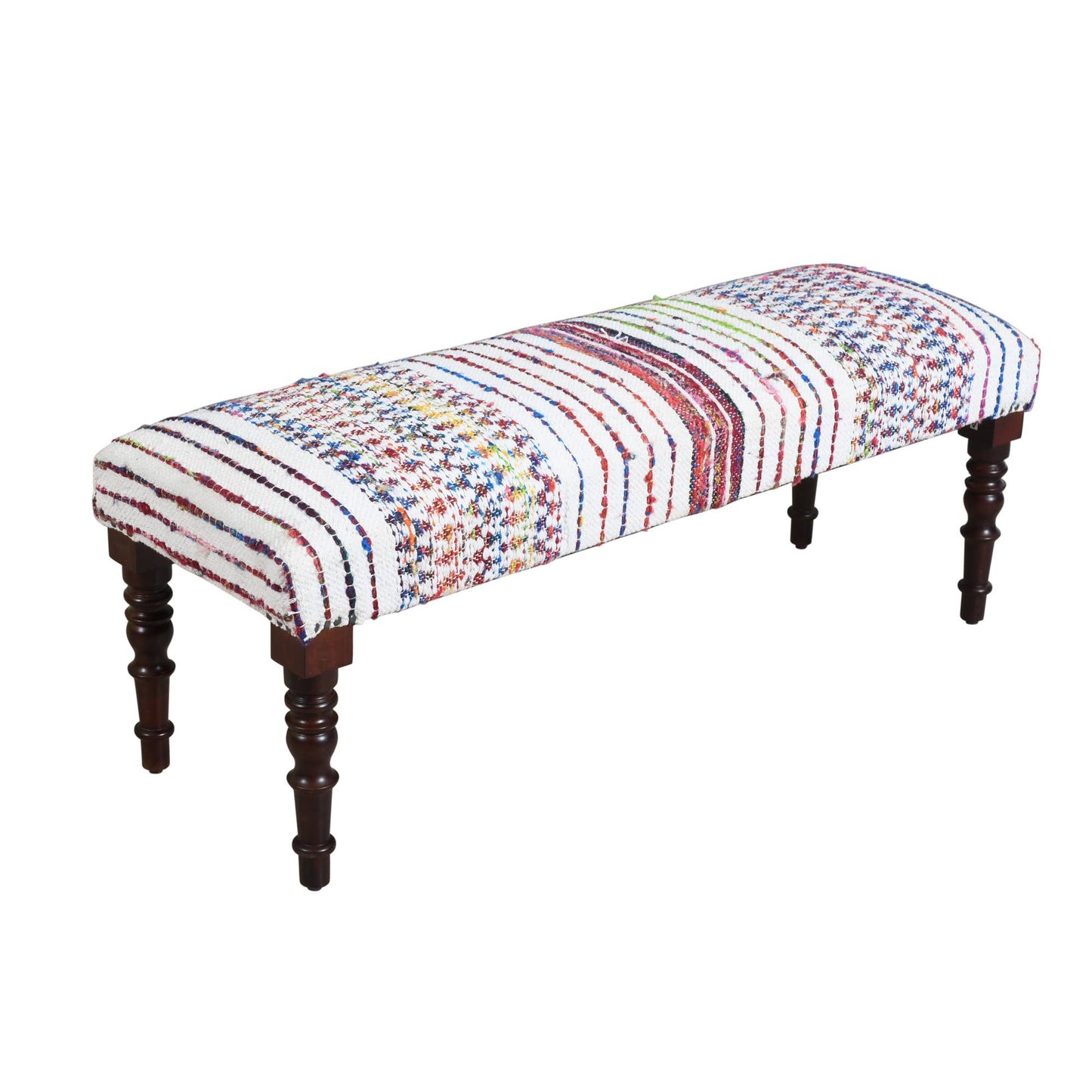 LR Home - Striped Multicolor Farmhouse Indoor Bench