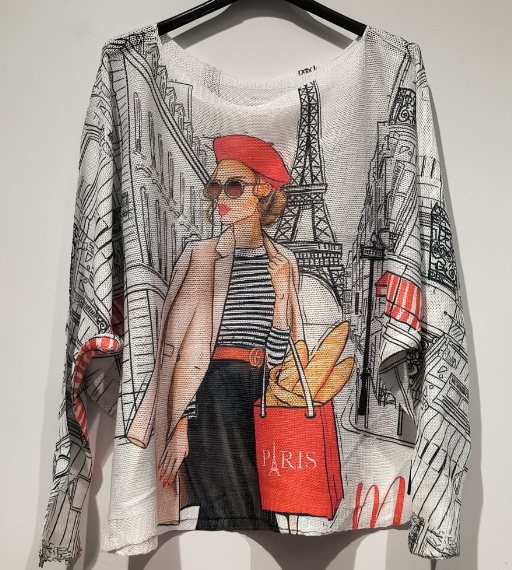 LOOWIE - POPAR Paris Baguette Round Knit Printed Sweater LOOWIE