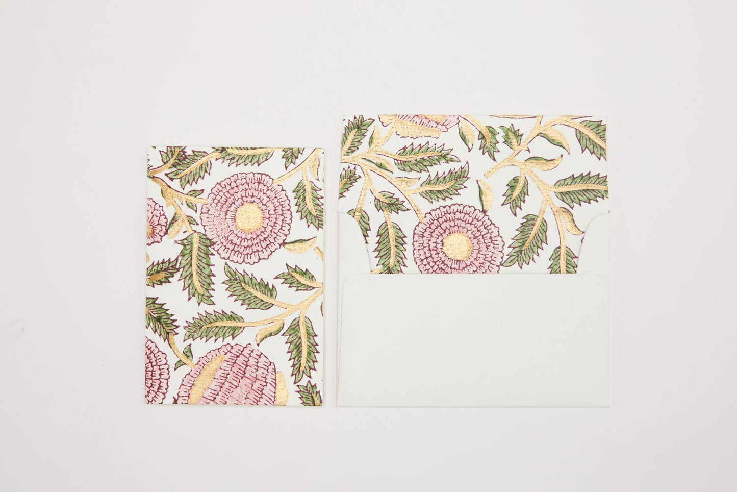 Paper Mirchi - Hand Block Printed Greeting Card - Marigold Glitz Blush