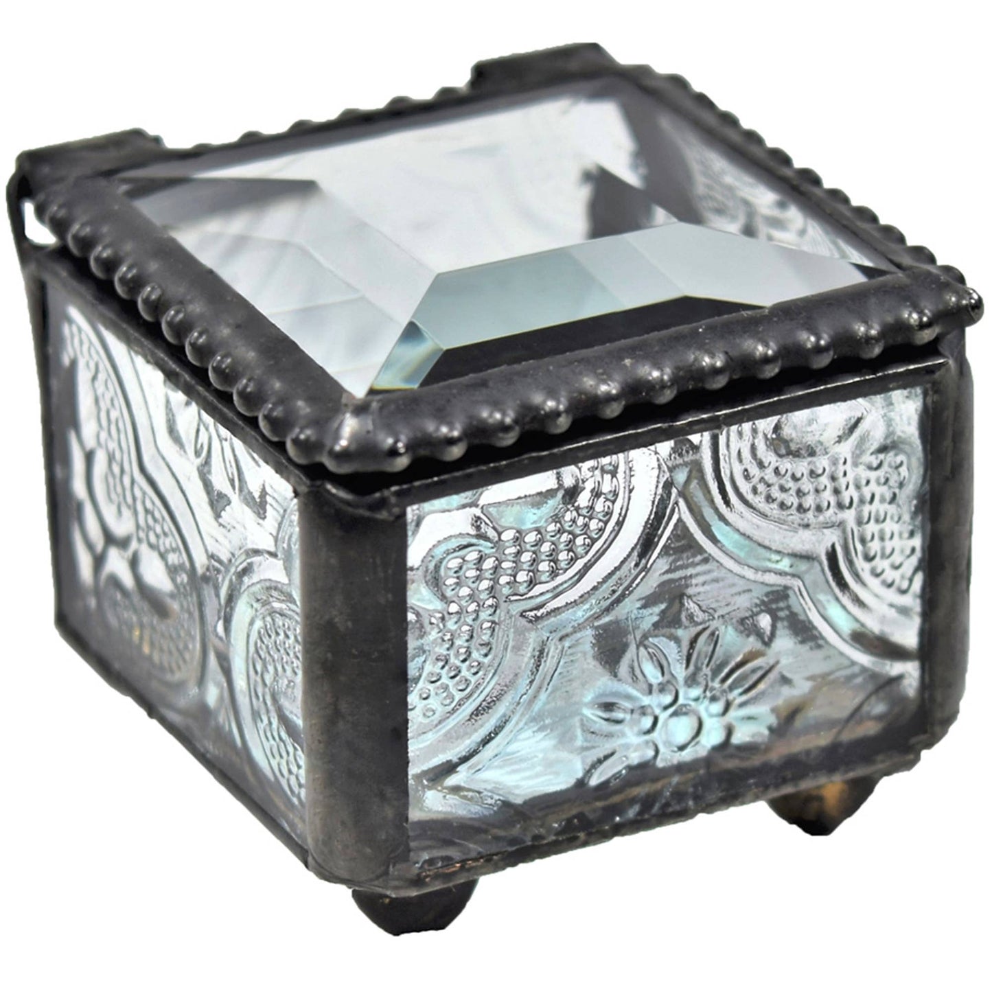 J Devlin Glass Art & Bert Anderson Collection - Vintage Clear Ring jewelry Box J Devlin Box 522
