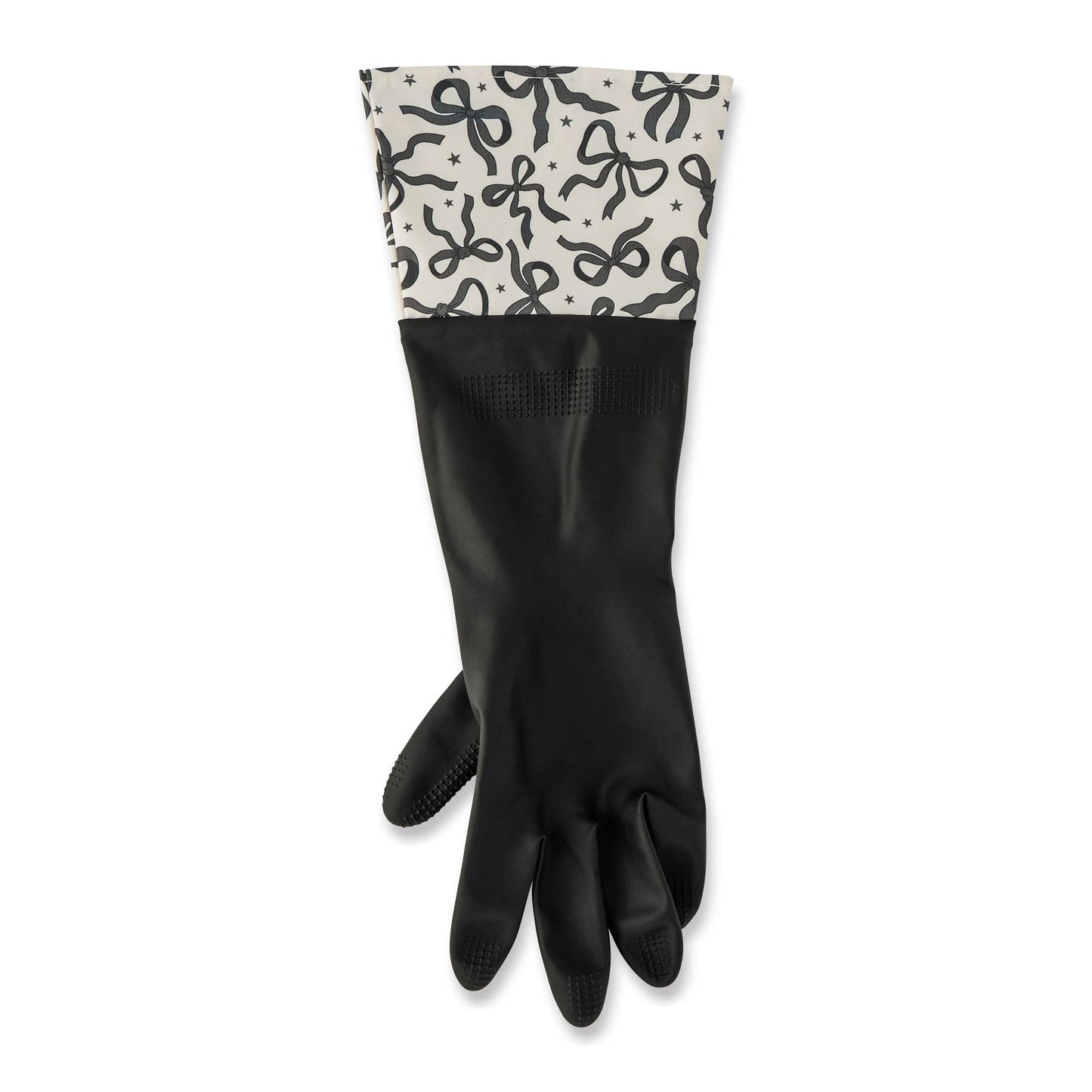 Core Home - 1 Pair Fashion Latex Dish Gloves - Black/Bows