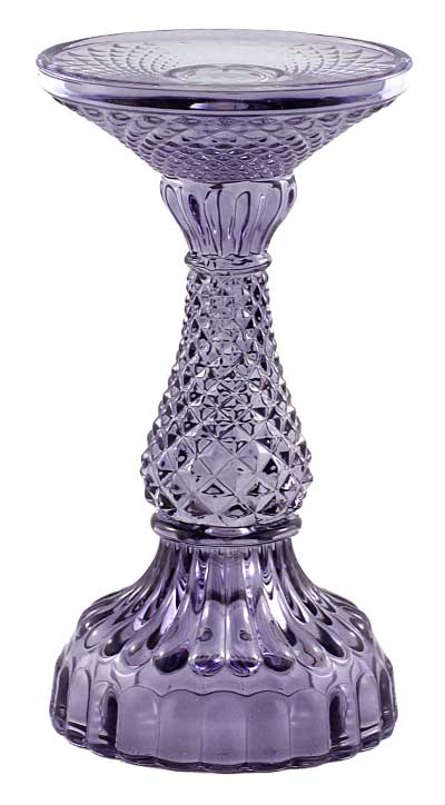 Twilight Collection - Bella Pillar Candle Holders – Violet: Large - 4"Ø x 8"H