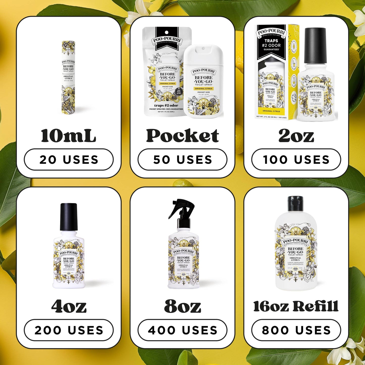 ~Pourri - Poo~Pourri Original Citrus 10mL Travel Size: Lemon + Bergamot + Lemongrass