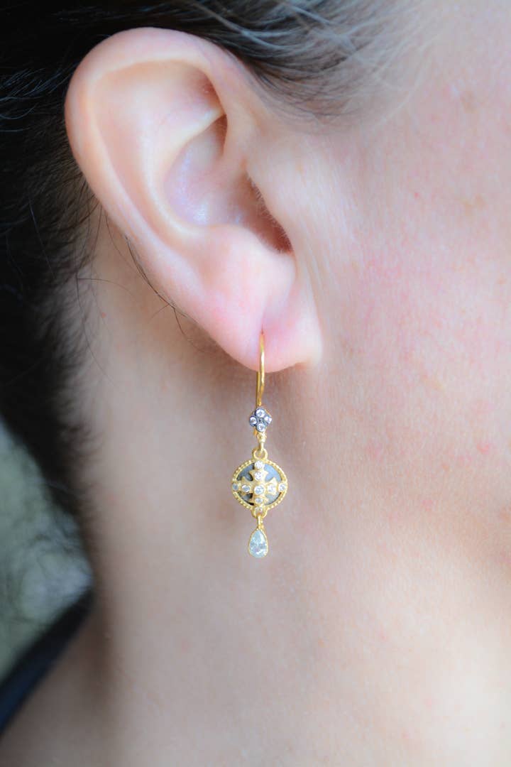 AJS Design Studio - Two-tone drop earrings with French closure