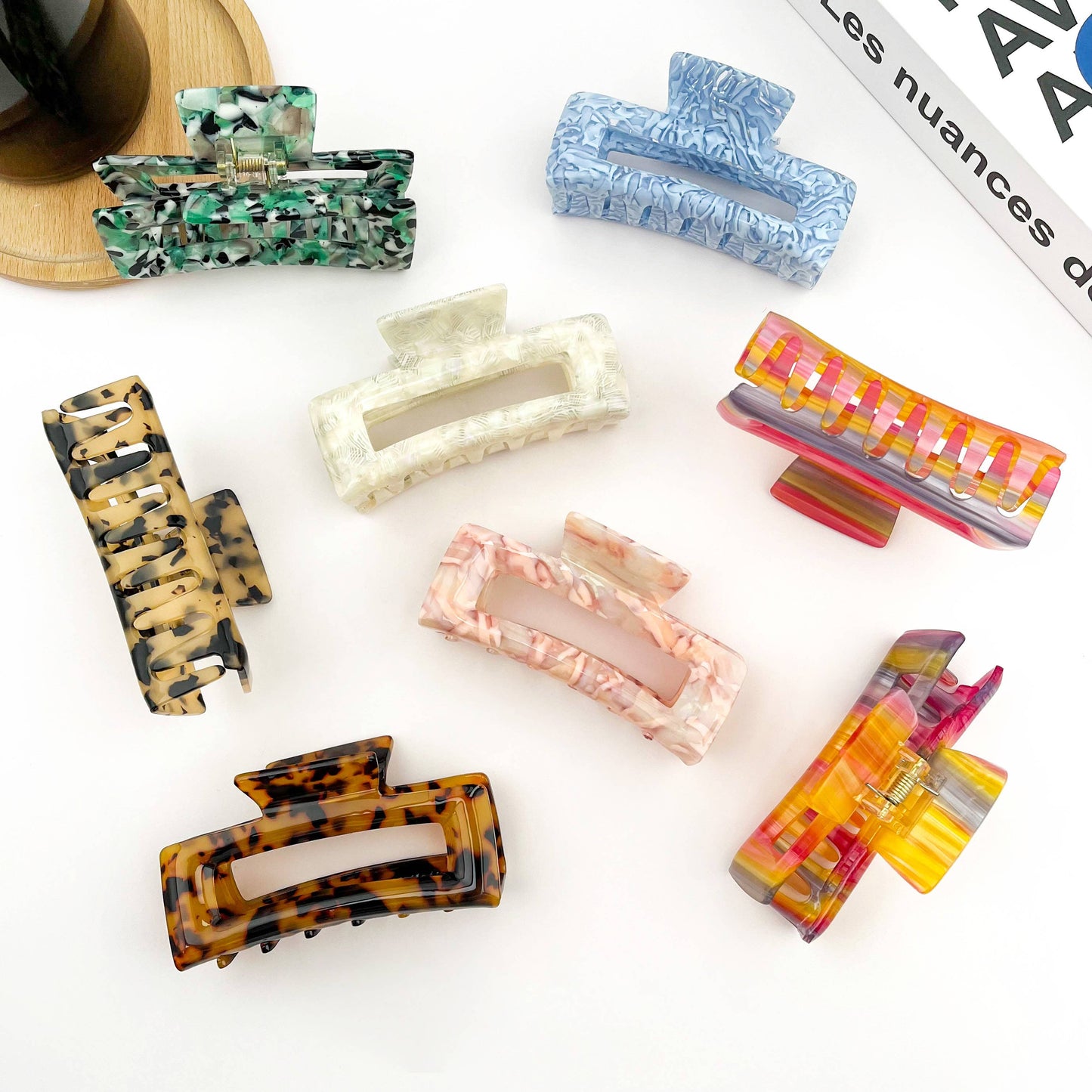 TheDivaSoap - Rectangular Acetate Hair Claw, Premium Quality Hair Clip: Multi-Colored