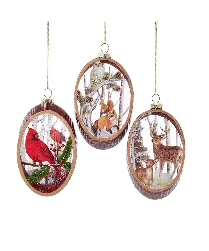 Kurt S. Adler, Inc. - Glass Woodland Ornament, 3 Assorted