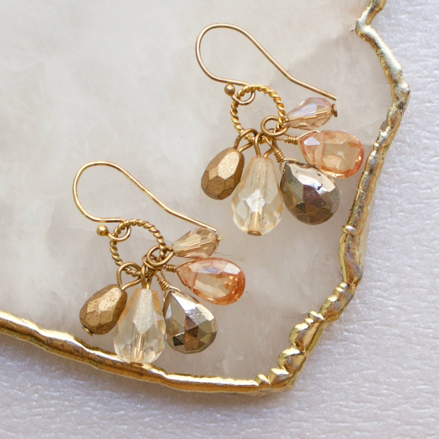 a.v. max - Semi Precious Cluster Earrings: Mother of Pearl