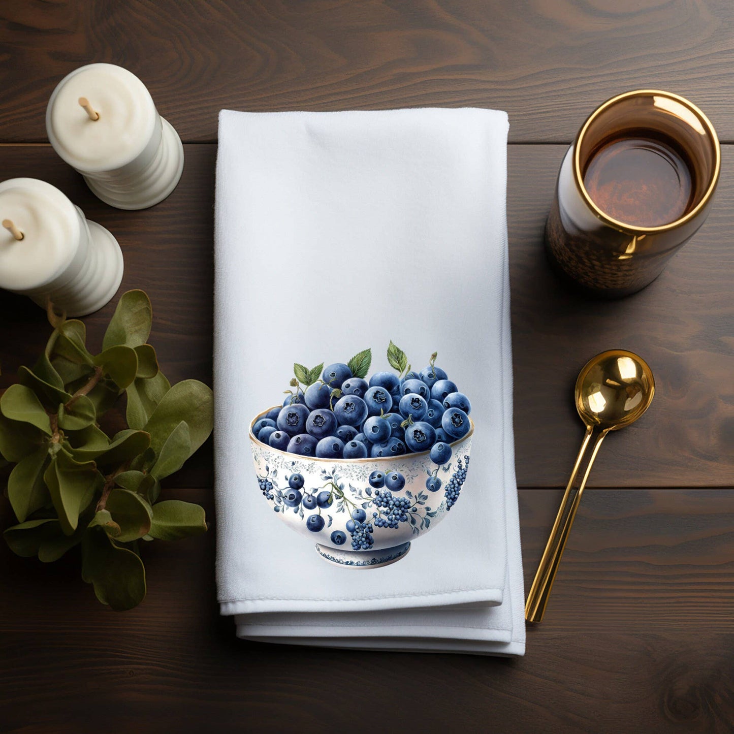 Fernville Creations - Blueberry Elegant Luxury Kitchen Hand Towel Decor