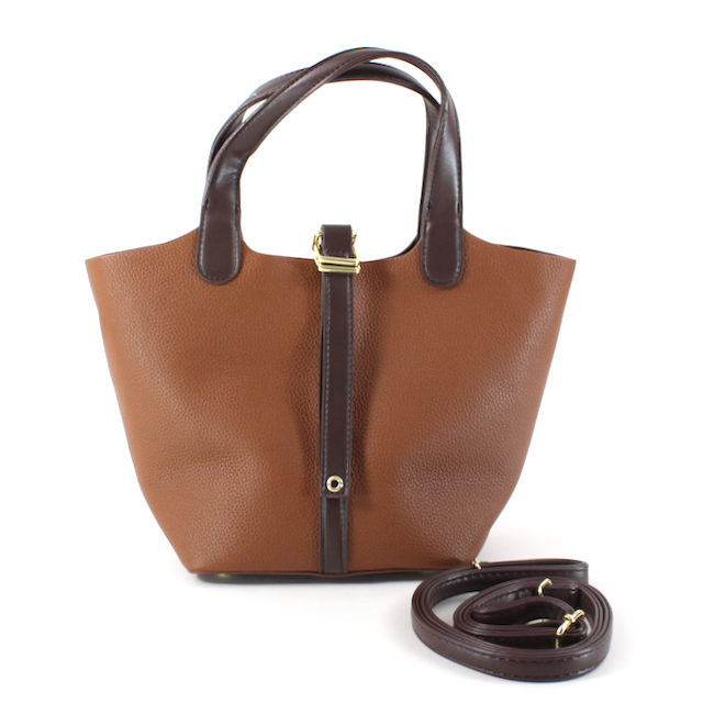Pretty Persuasions - P22145 Buckle Décor Small Tote Crossbody Bag: Brown
