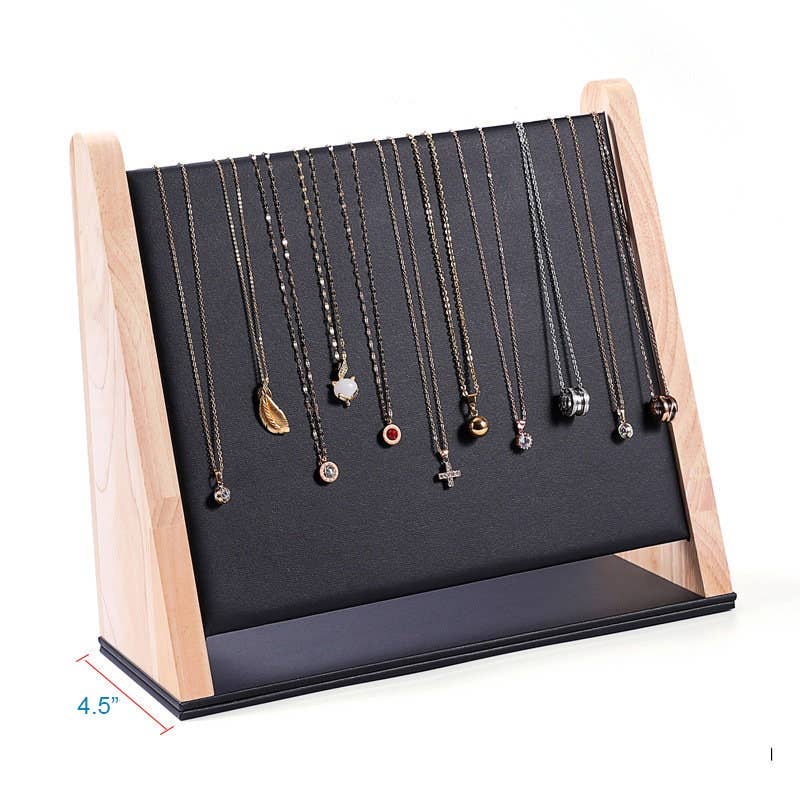 Zakka Canada - Solid Wood High Quality Multi-Necklace Bracelet Display: White Leather