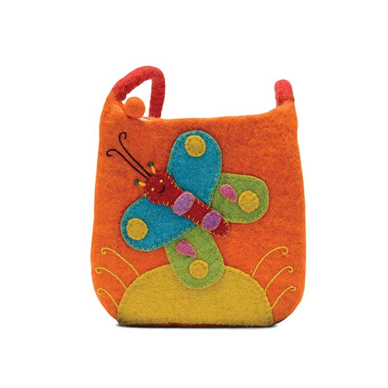 BNB Crafts Inc. - Butterfly Felted Cross Body Kids Bag: PINK