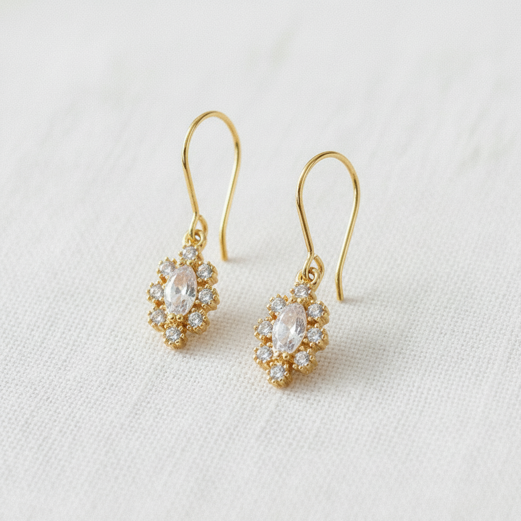 Ellemadera - Vintage Inspired Pave Snowflake Stud Earrings