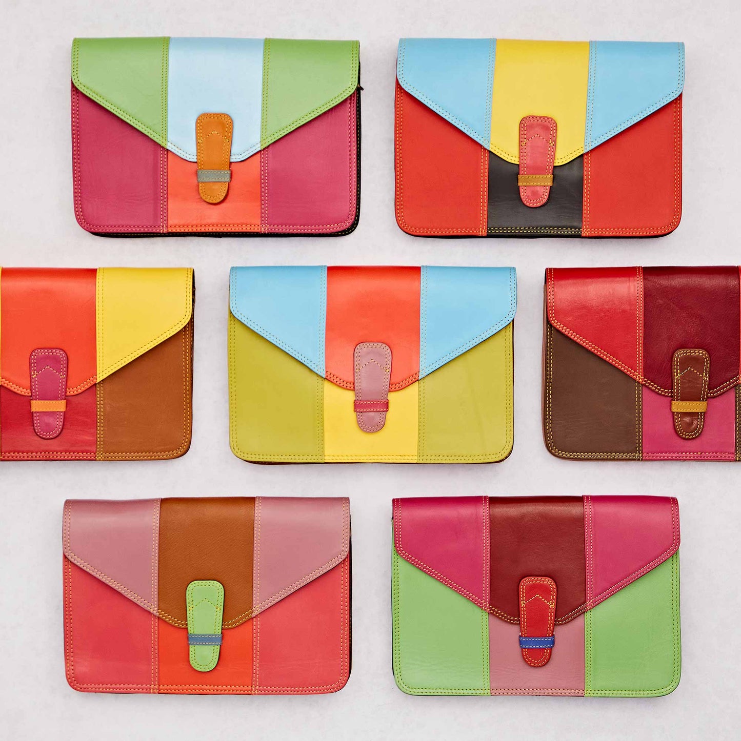 The Paper High Gift Company Limited - Jama Recycled Leather Multicoloured Rectangular Crossbody