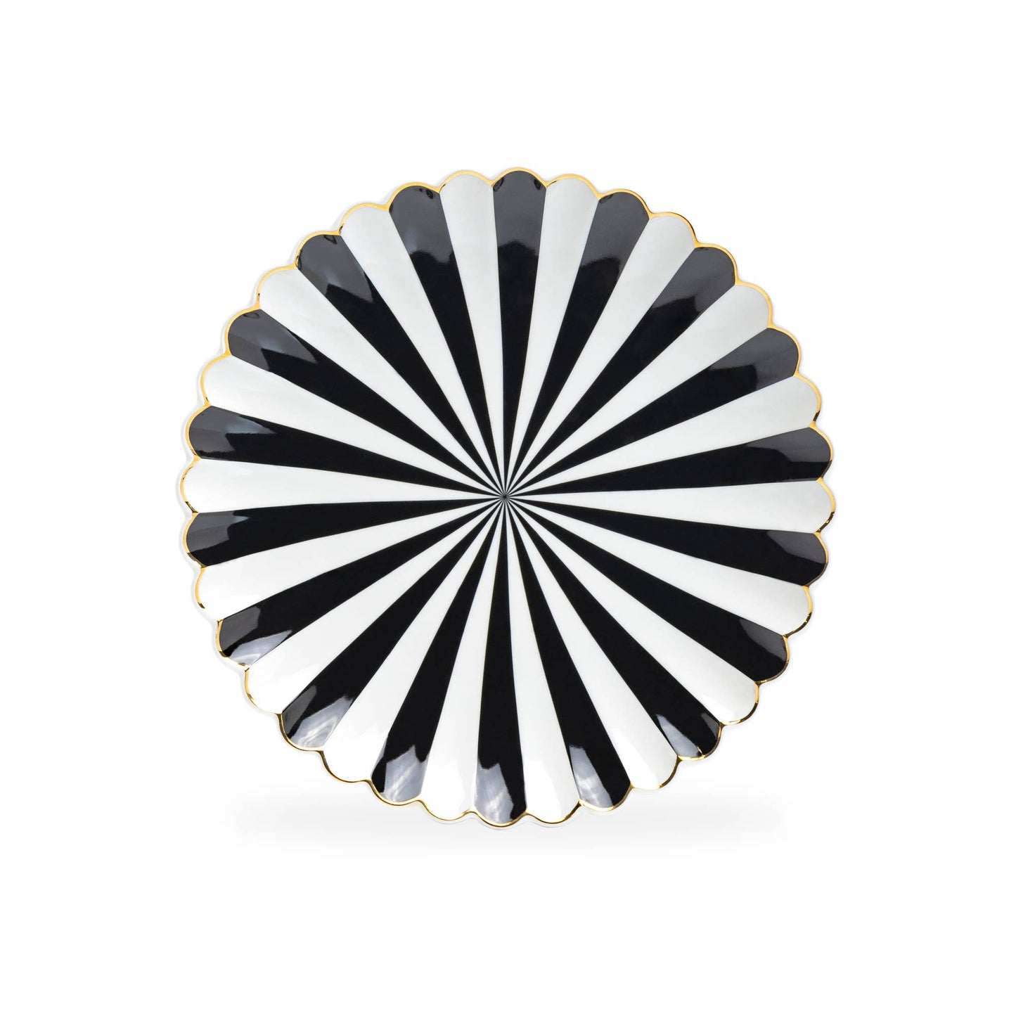 Grace Teaware - Black and White 8.5" Scallop Fine Porcelain Dessert plate