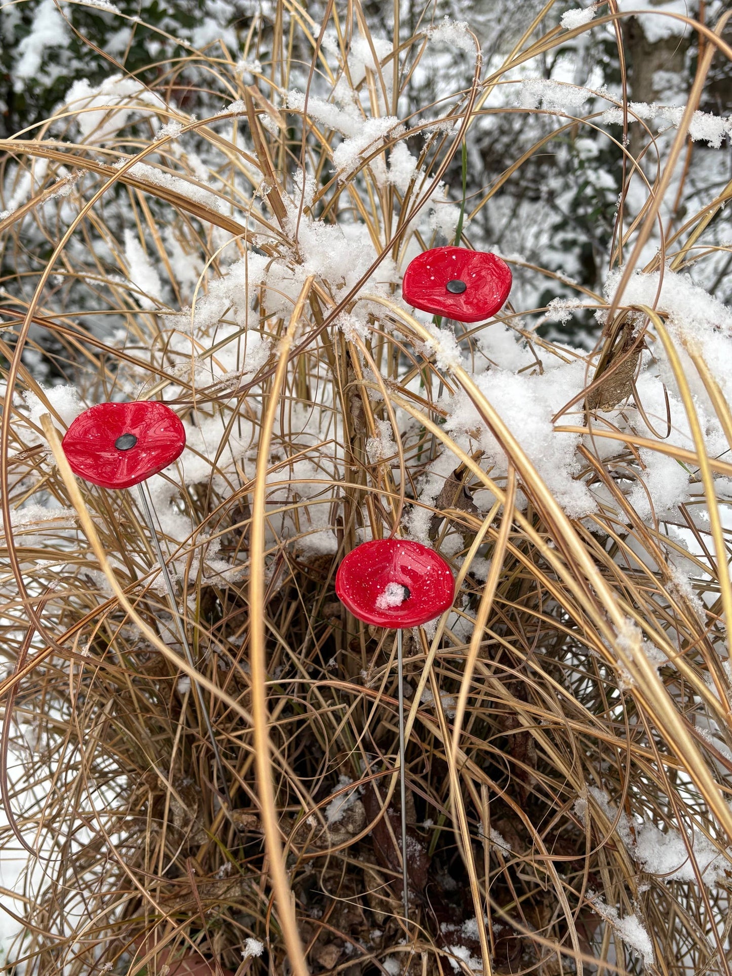 CARNEOL GLASS - Small Glass Flower For Outside In Red