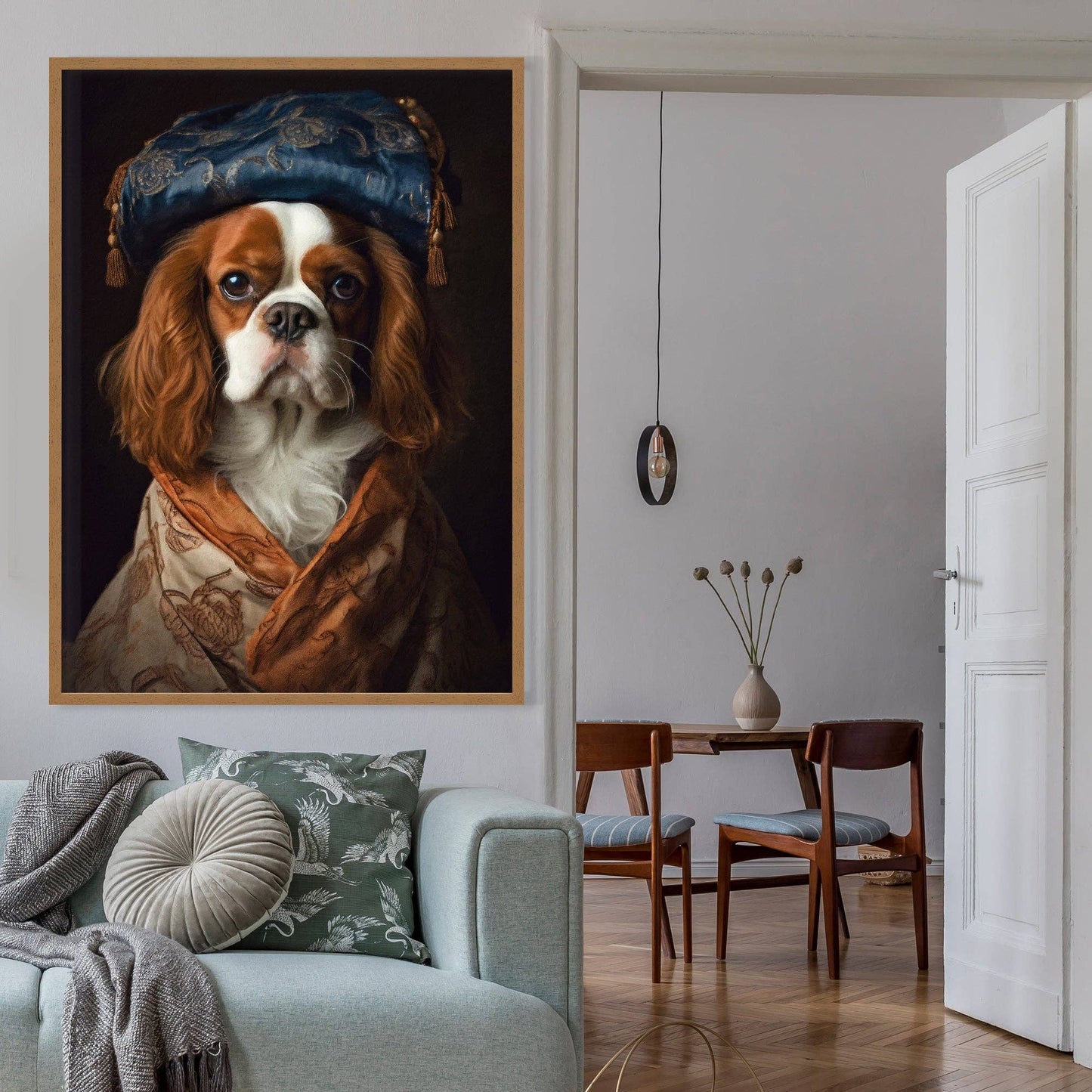 Ink & Drop - King Charles Spaniel Tan Dog Portrait Print: 11 ¾ x 15 ¾ in | 30x40 cm / Matte
