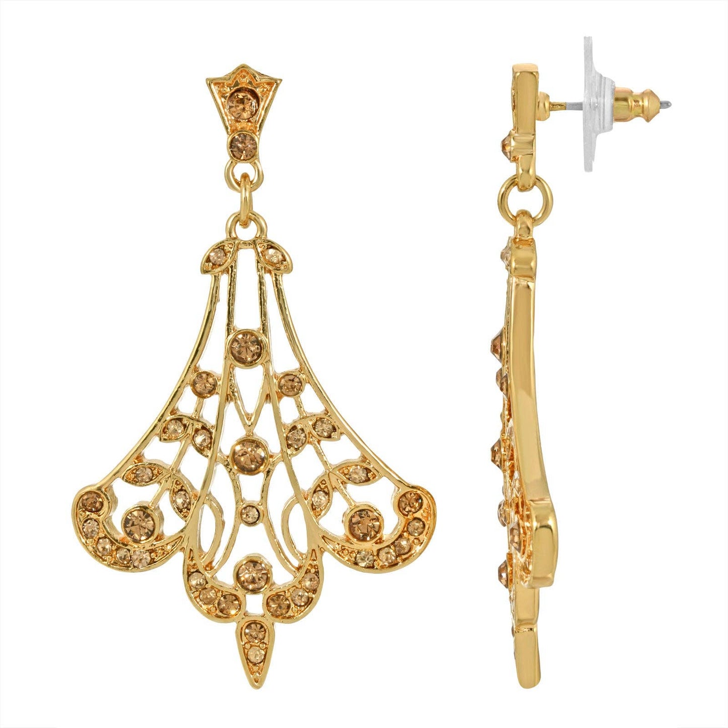 1928 Jewelry - 2028 Jewelry Light Colorado Topaz Fan Filigree Drop Earrings
