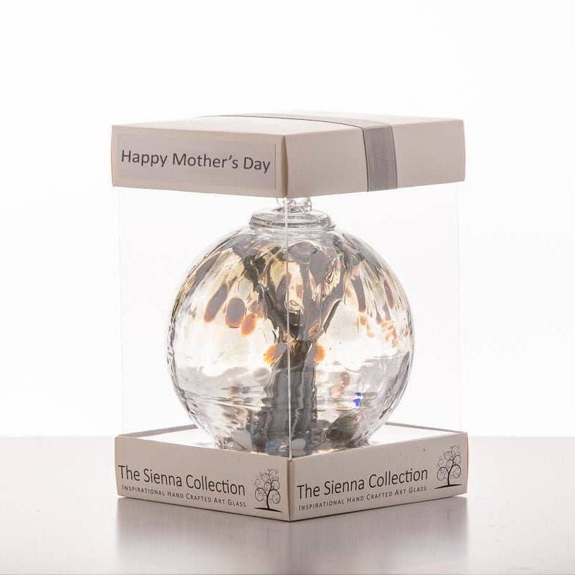 Sienna Glass - Mother's Day 10cm Spirit Ball - Pastel Silver
