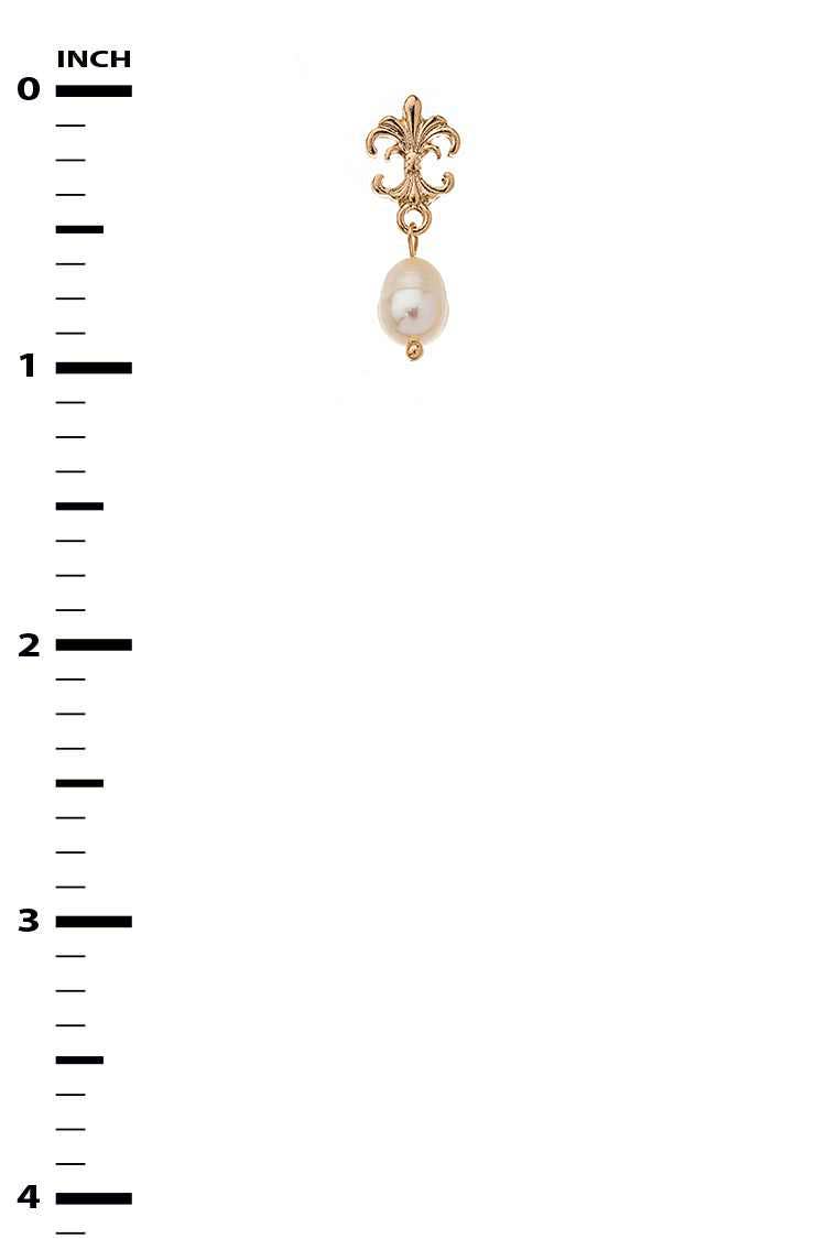 Artini Accessories - Fleur De Lis Genuine Culture Pearl Drop Earrings