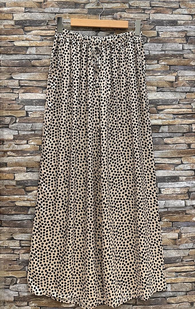 LOOWIE - ESSPB Black Polka Dot Wide-Leg Pants with Pockets