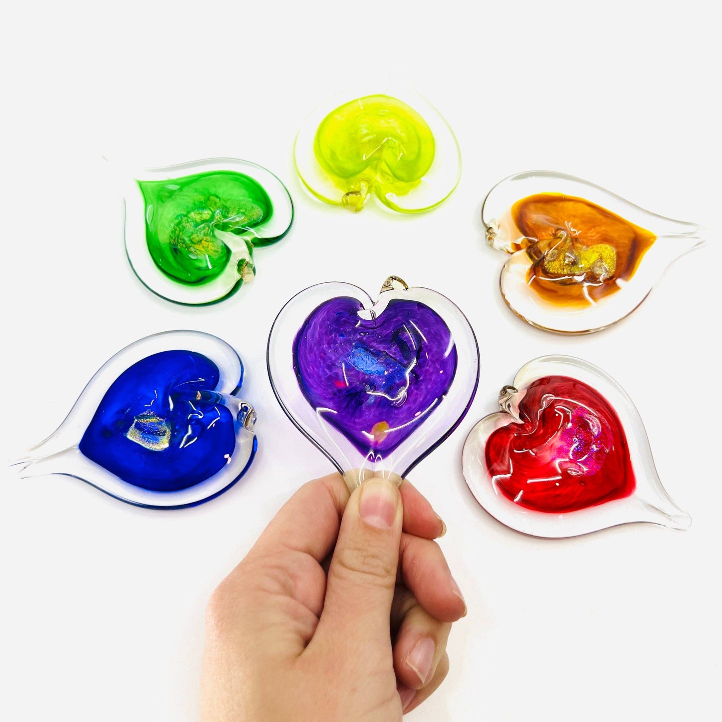 Luke Adams Glass - Birthstone Small 3" Hearts Set: 12 (1 of each)