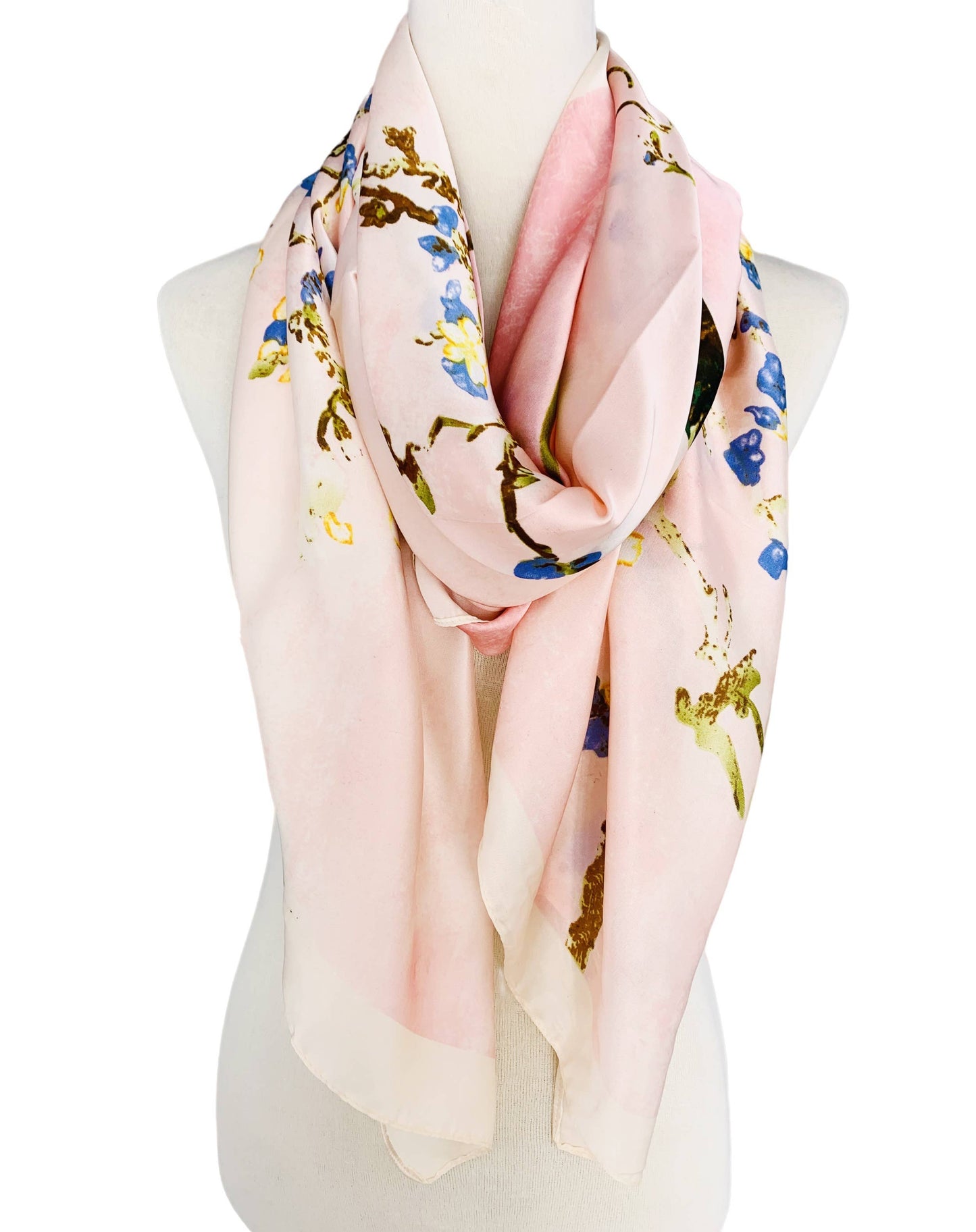 JC Sunny Fashion - JC023348 Silk-Feeling Pink-Multi Floral Scarf
