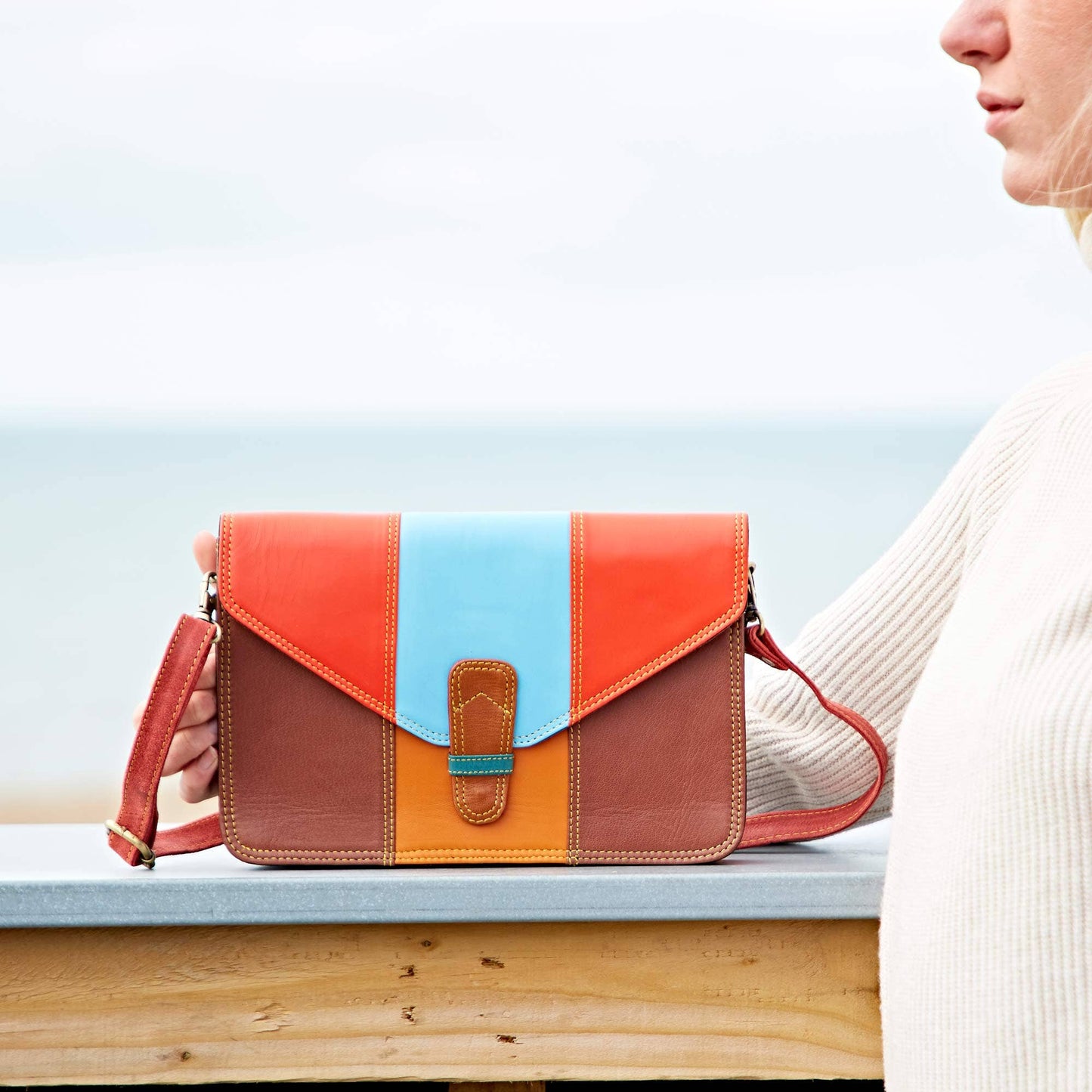 The Paper High Gift Company Limited - Jama Recycled Leather Multicoloured Rectangular Crossbody