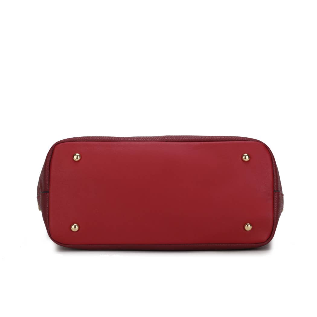 MKF Collection - Vallie Color-Block Vegan Leather Women Tote Handbag by Mia K: Charcoal-Pewter-Denim