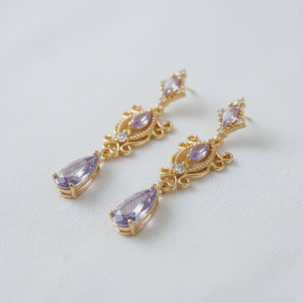 Ellemadera - Palace Purple Zirconia Stud Earrings