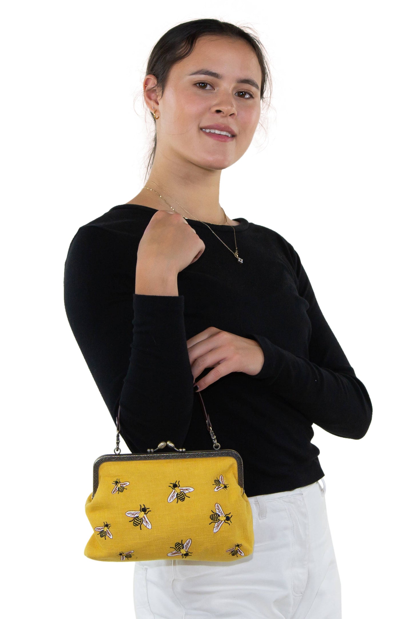 COMECO INC - Bees Kisslock Bag: Yellow