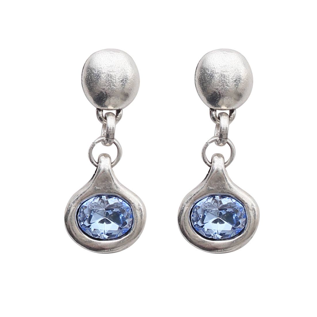 Chanour - Handmade Blue Crystal Pewter Earrings - 1923