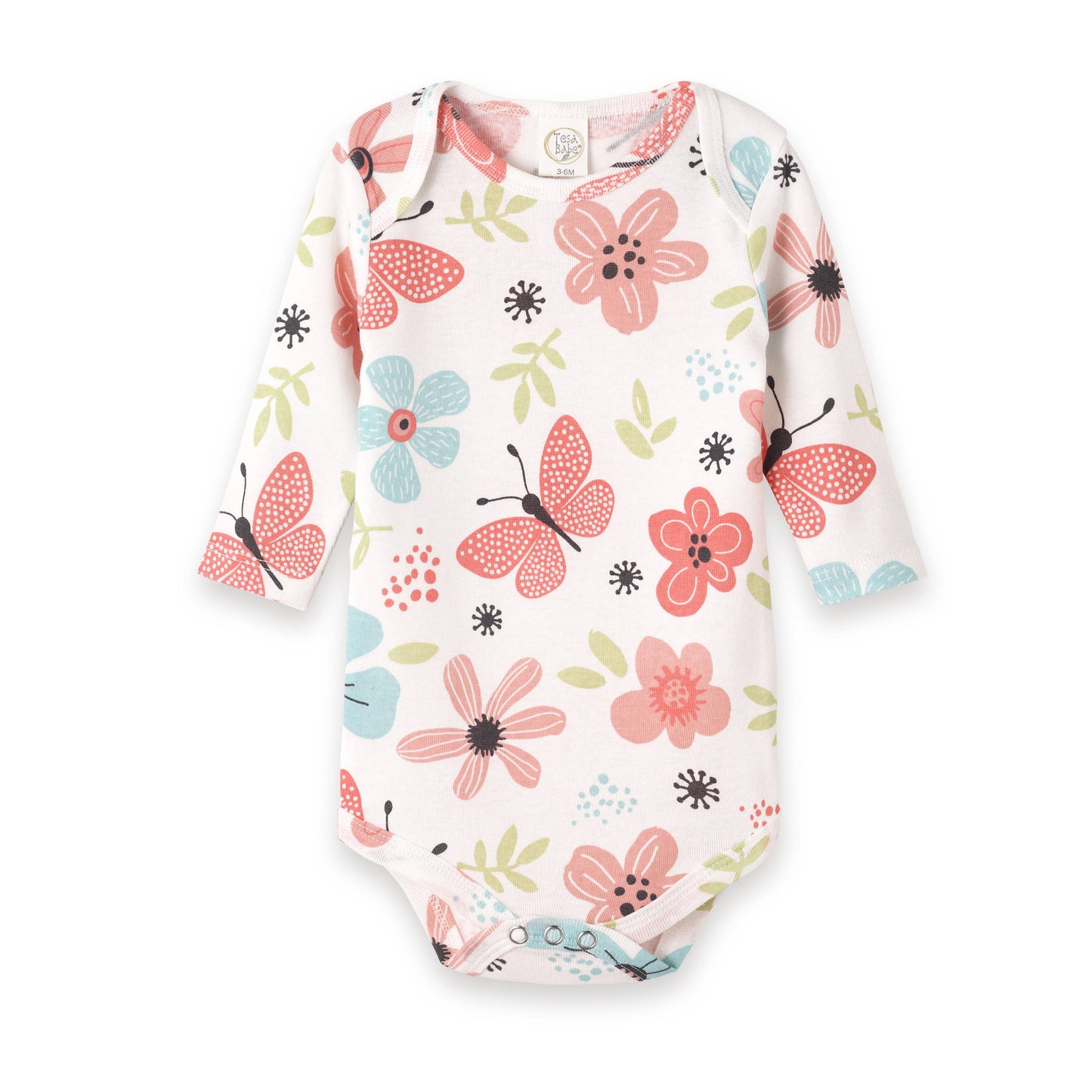 Tesa Babe - Fluttering Blossoms Baby Girl Cotton Bodysuit: 3-6M