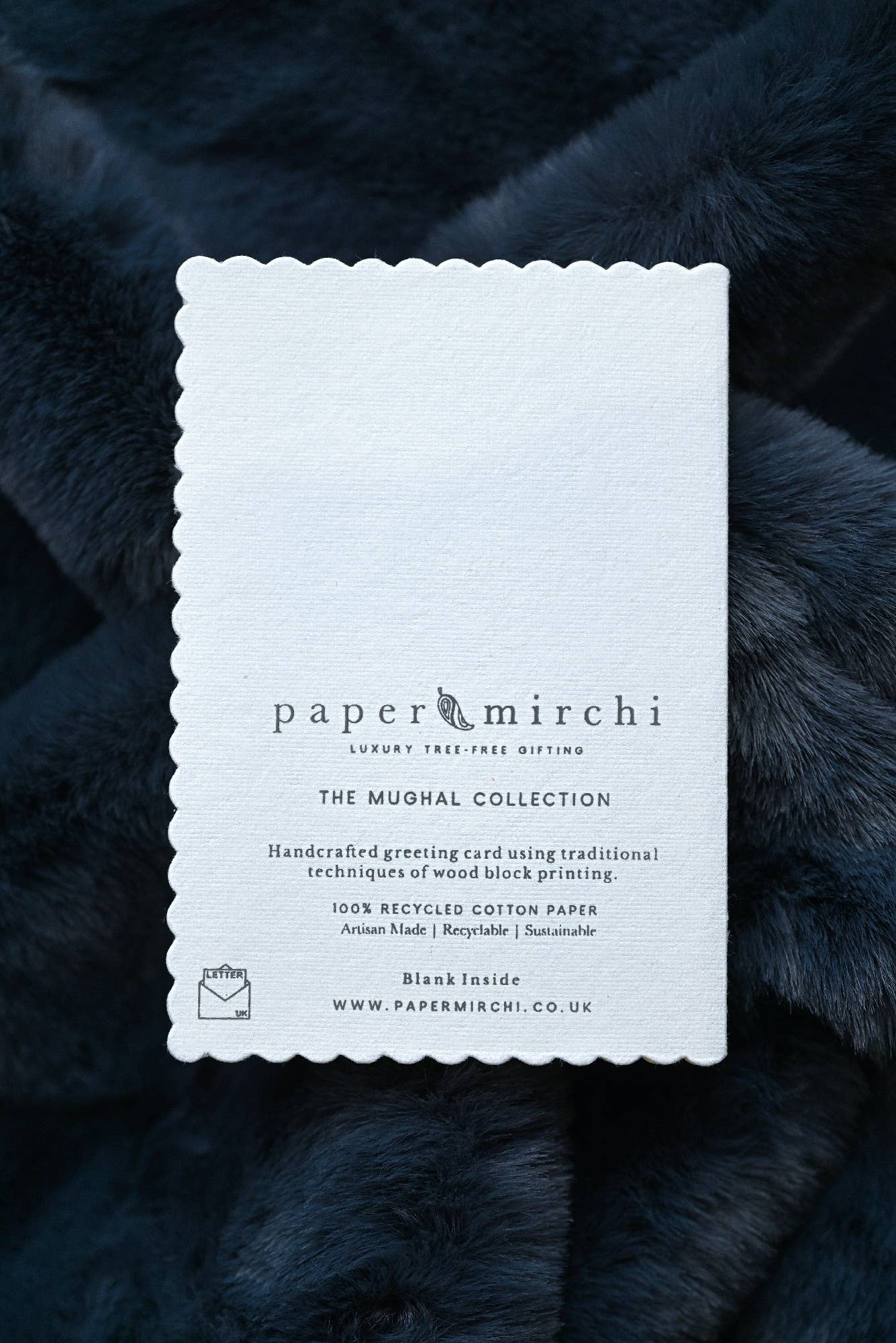 Paper Mirchi - Hand Block Printed Greeting Card - GC Mogra Coral