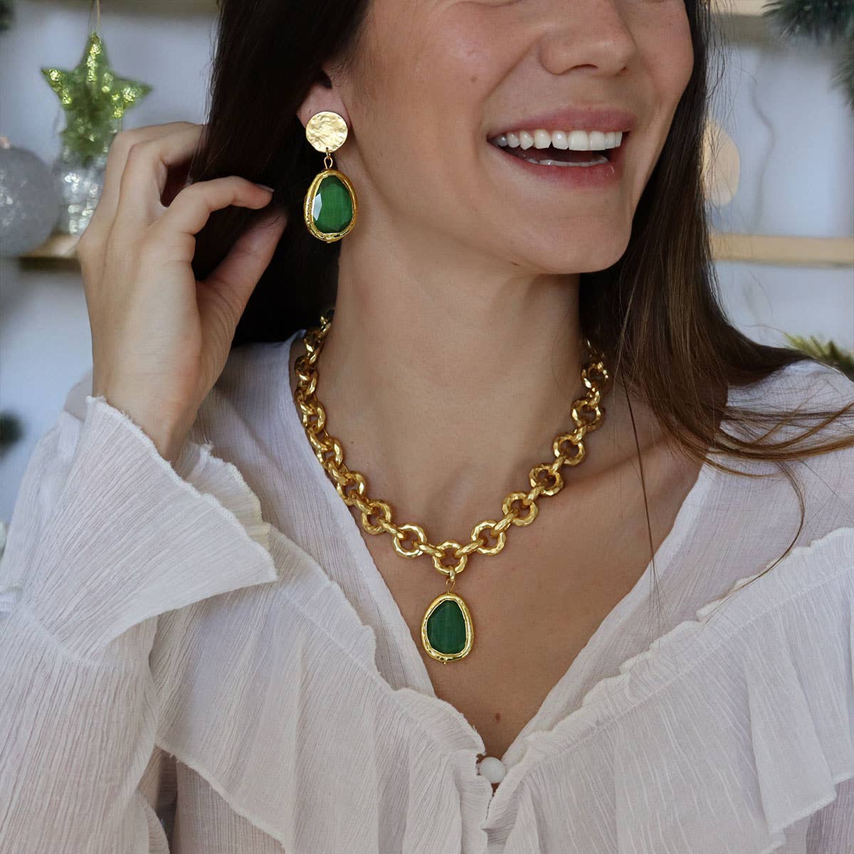 KARINE SULTAN - Vivid Gems Clip-on Earrings: Obsidian Black