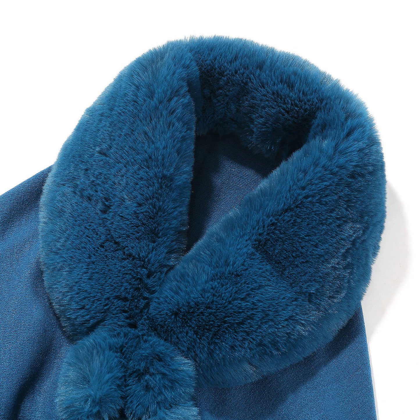 PEACH ACCESSORIES - PE371 Double layer faux fur trimmed capes: Black