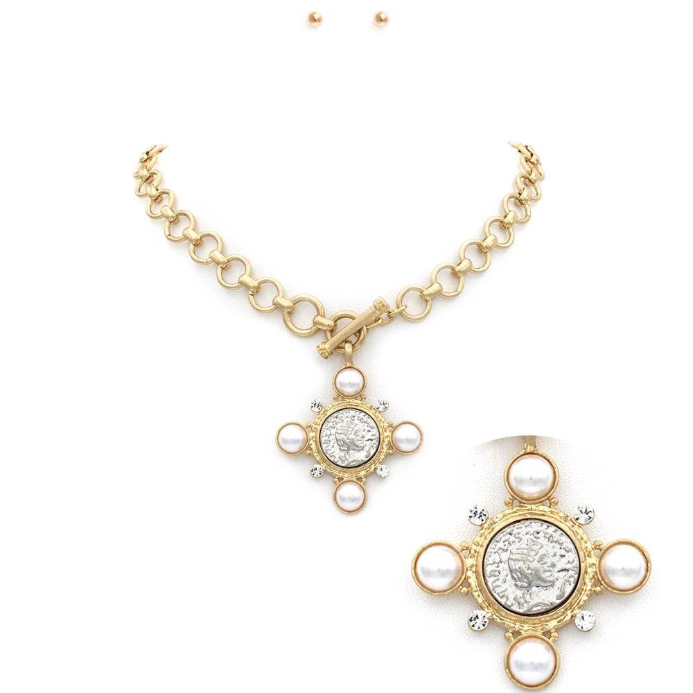 anbfashion - OLD MONEY LOOK COIN NECKLACE K-10025: Vg