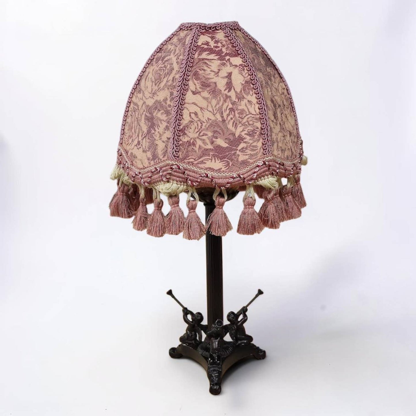 AA Importing - Cherub Table Lamp w/ Trimmed Fabric Shade,