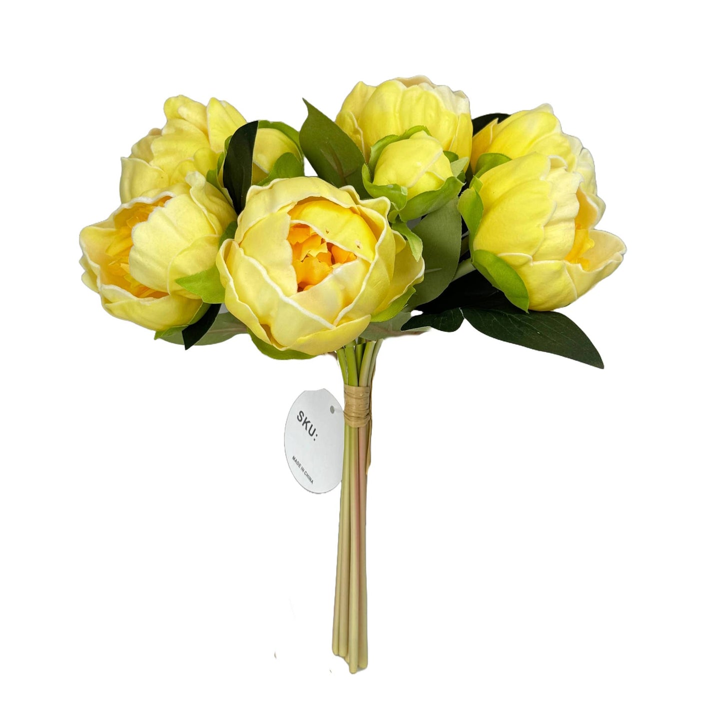 Angel Isabella - 10.5" Real touch artificial Peony bundle-8 Flowers and buds: White