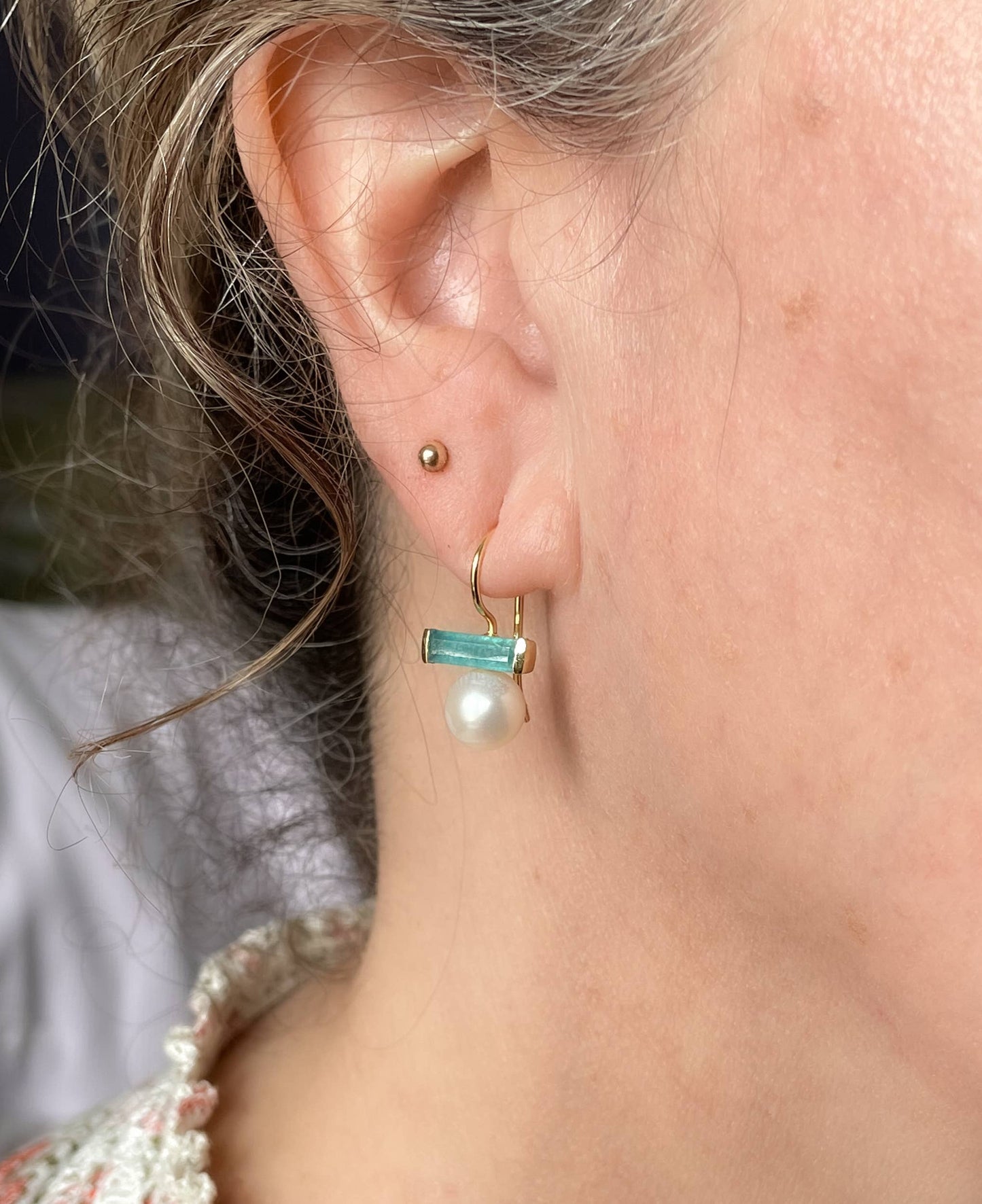 AJS Design Studio - Jade and pearl drop earrings
