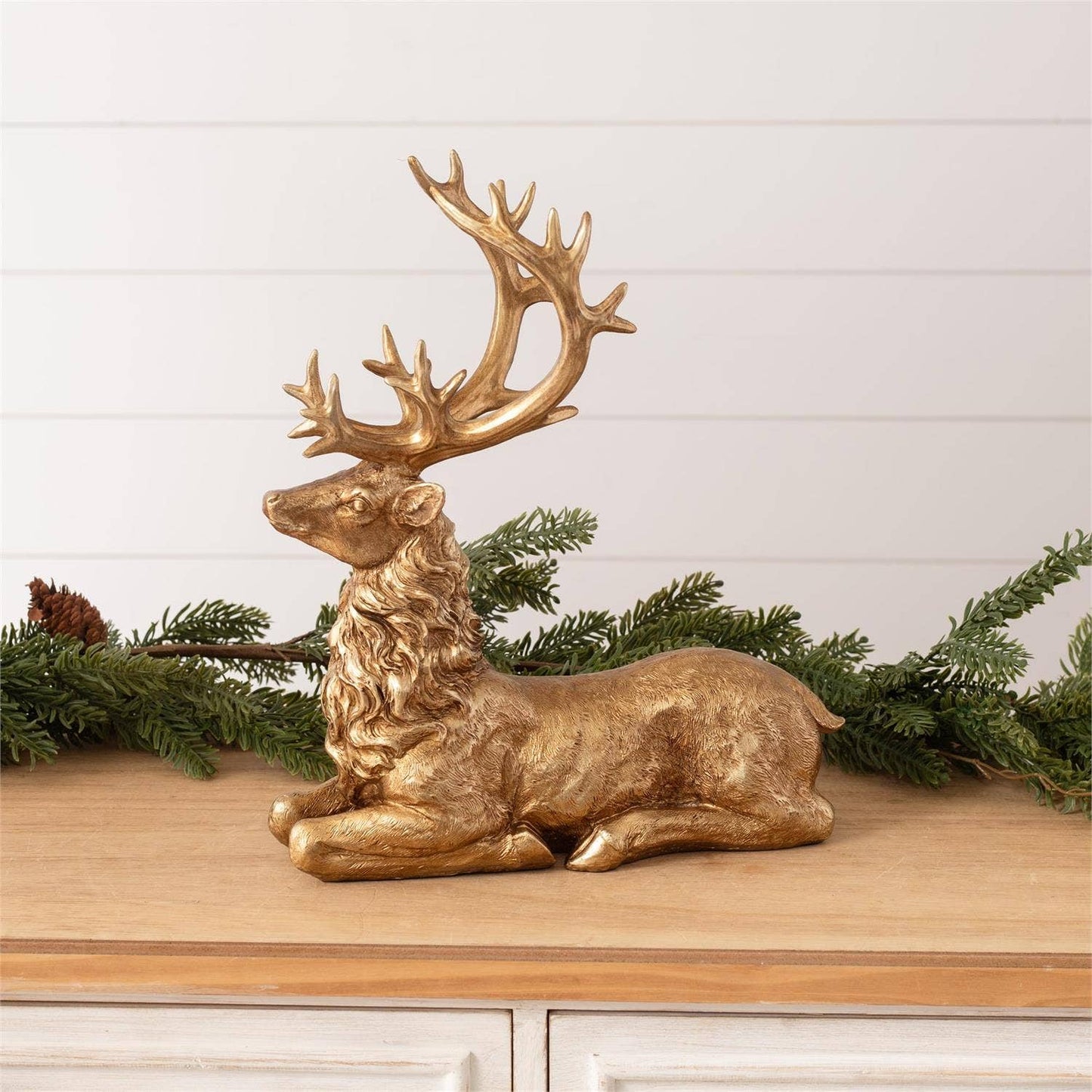 Audrey's Home & Gift - Gold Christmas Deer Figurine - Sitting (Pk/02)