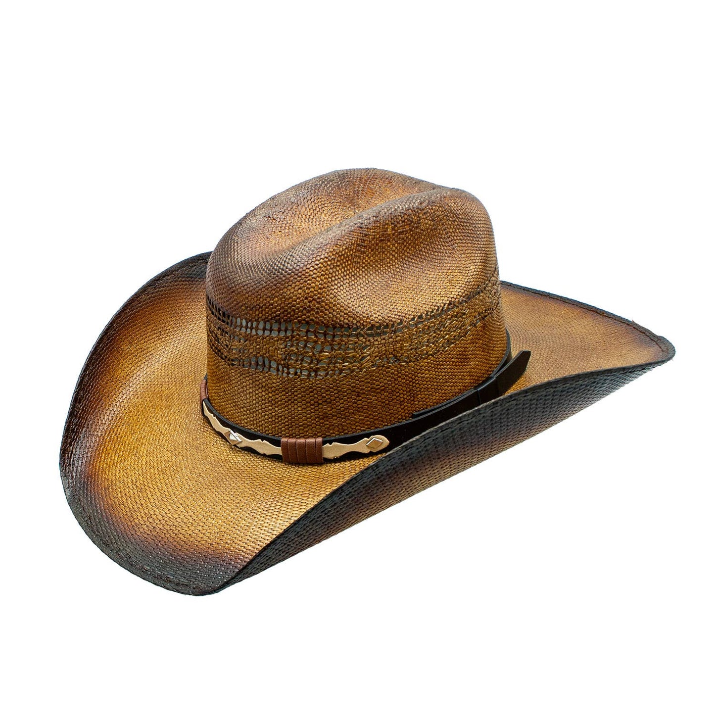 Peter Grimm - Larry Straw Stiff 4 Inch Brim Banded Cowboy Drifter Hat