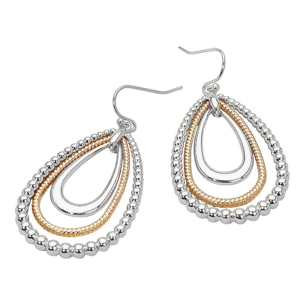 Sensibling Corp. - Metal Bubble Layered Teardrop Dangle Earrings: Gold