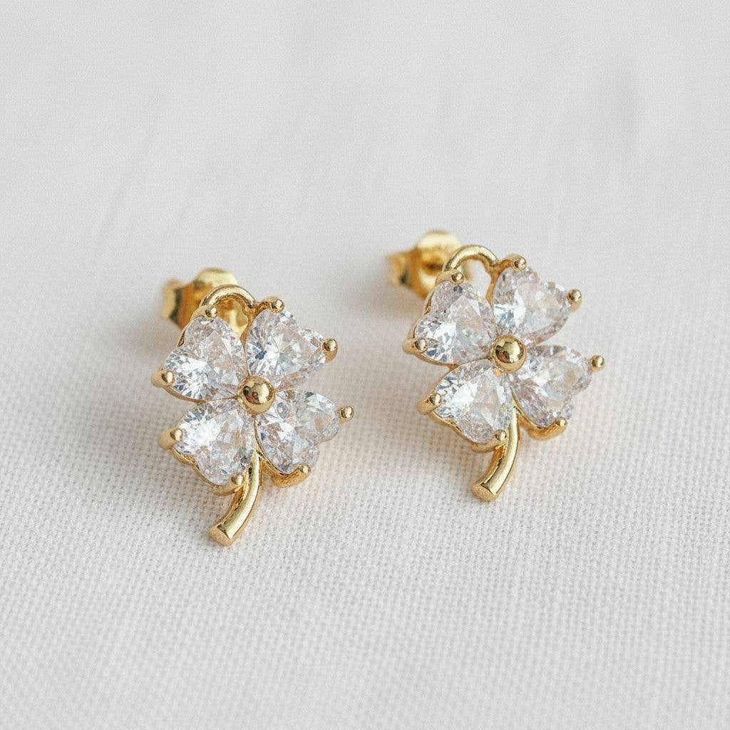 Ellemadera - Charming Four-Leaf Clover Gemstone Earrings