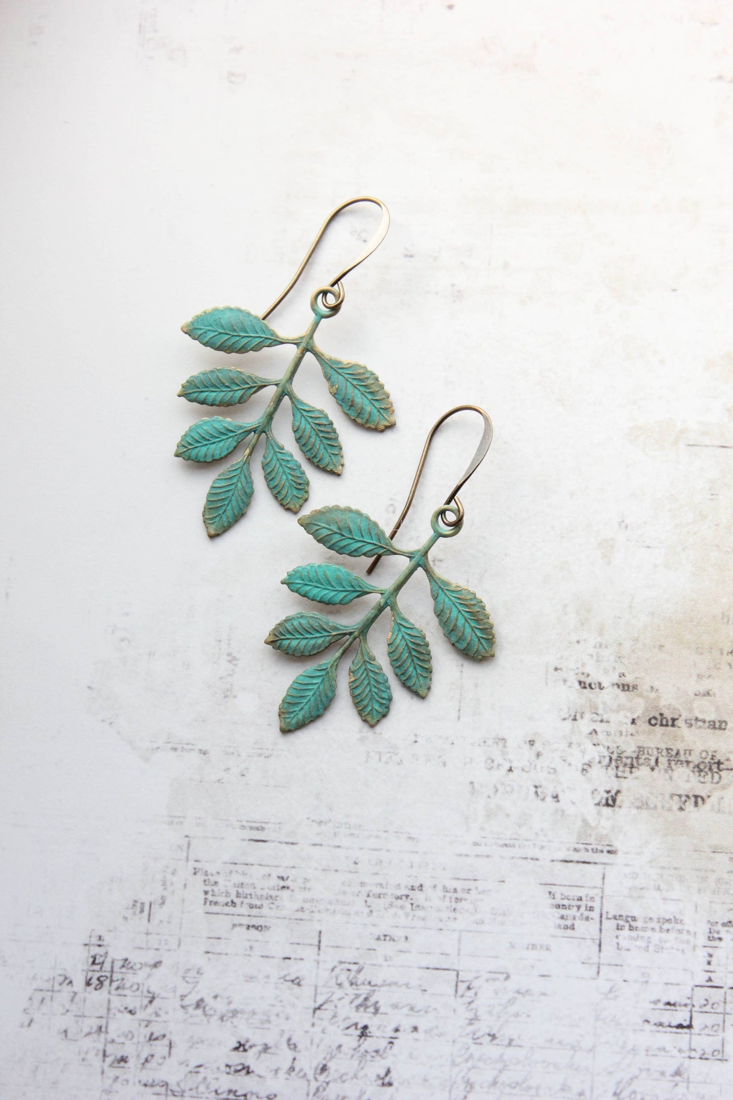 A Pocket of Posies - Seven Leaf Branch Earrings - Verdigris