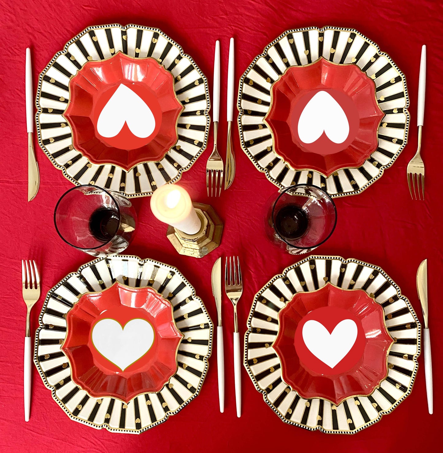 Eid Creations - 8 Love Dessert Plates Red