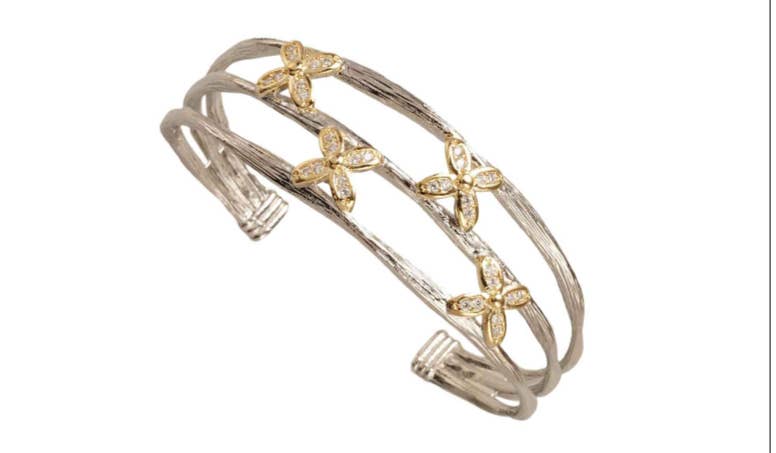 My Best Kept Jewelry - Stainless Steel Flower Station Cuff