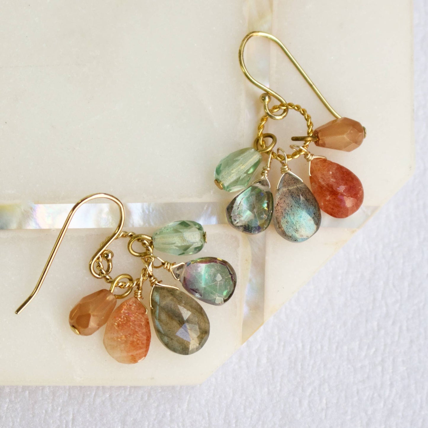 a.v. max - Semi Precious Cluster Earrings: Mother of Pearl
