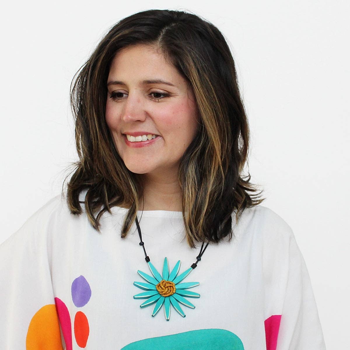 Sylca Designs - Teal Amaya Flower Statement Necklace