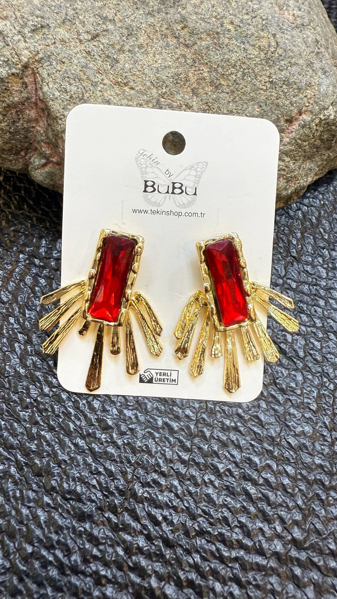 BUBU BY TEKIN SHOP - Sunburst Design EARRİNGS : Green