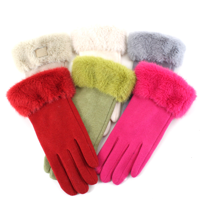 Pretty Persuasions - A24019 Faux Fur Trim Gloves: 05 Beige